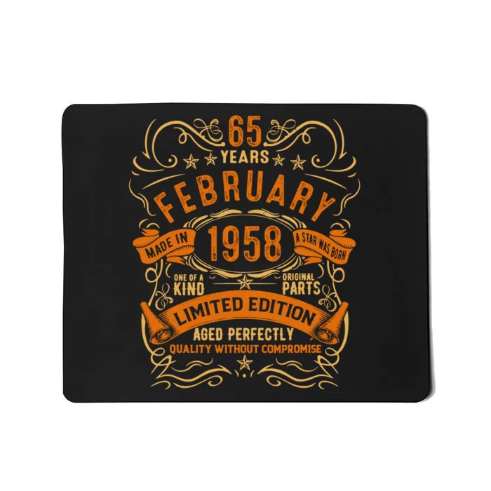 Vintage 65th Birthday February 1958 Birthday Mousepad