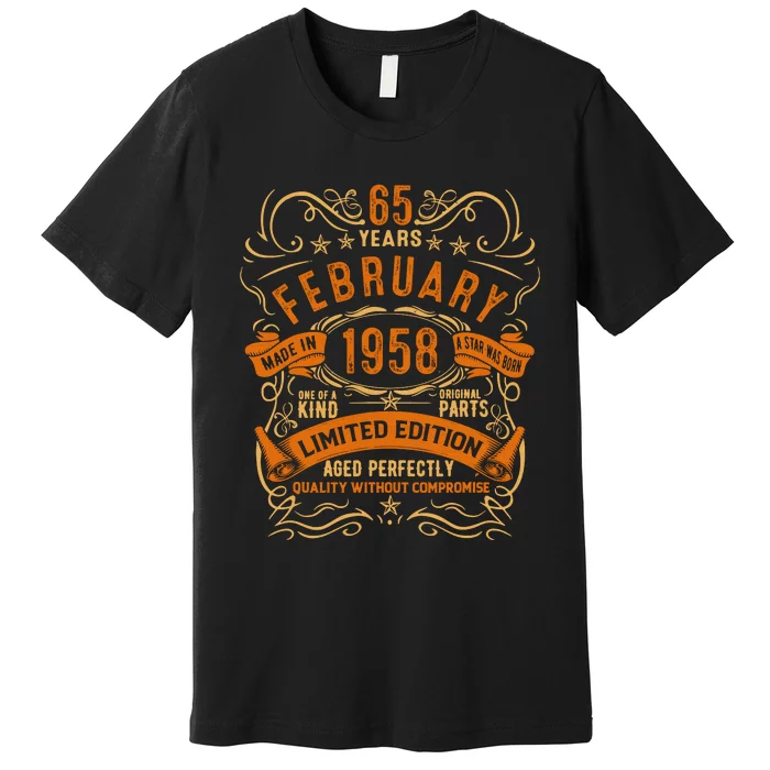 Vintage 65th Birthday February 1958 Birthday Premium T-Shirt