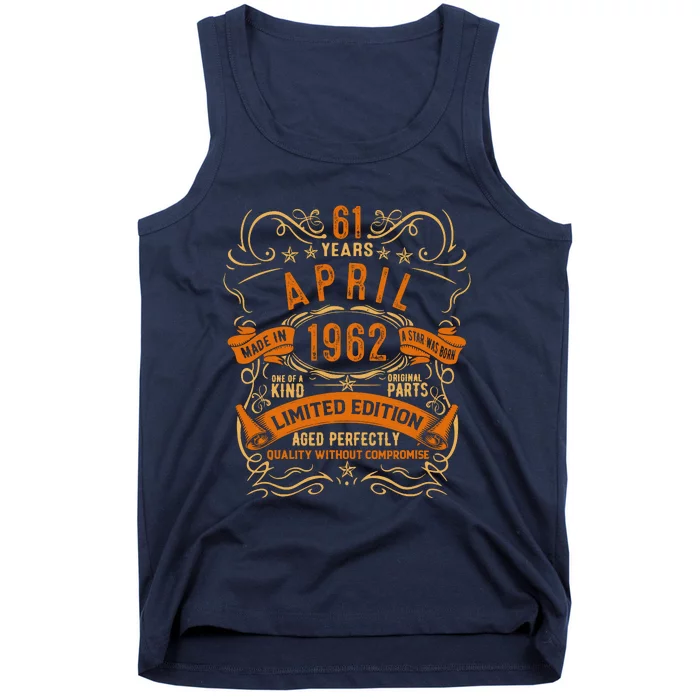 Vintage 61th Birthday April 1962 Birthday Tank Top