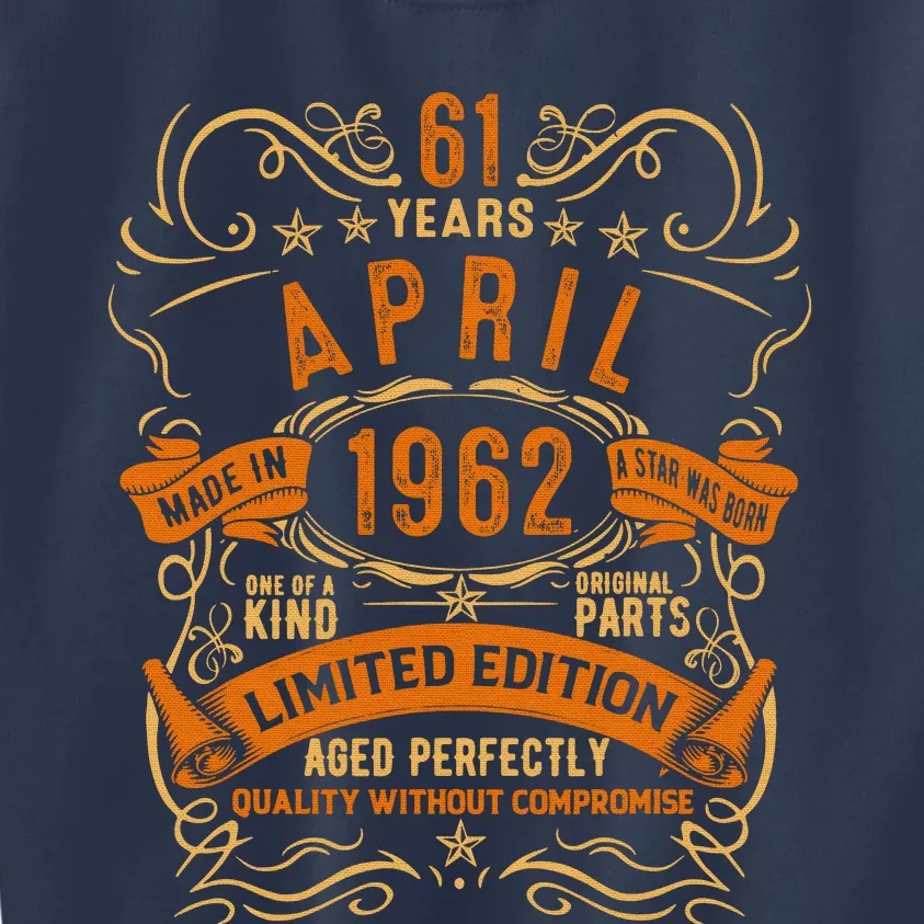 Vintage 61th Birthday April 1962 Birthday Kids Sweatshirt