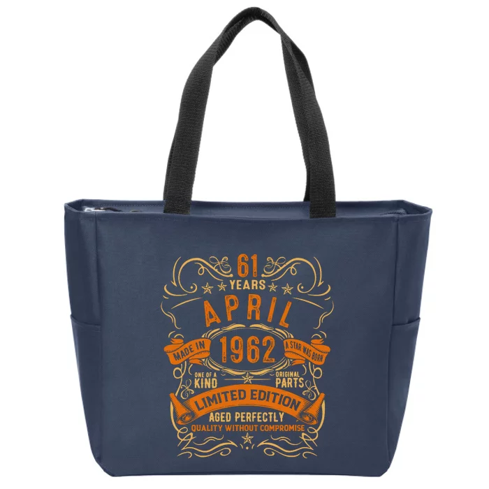 Vintage 61th Birthday April 1962 Birthday Zip Tote Bag