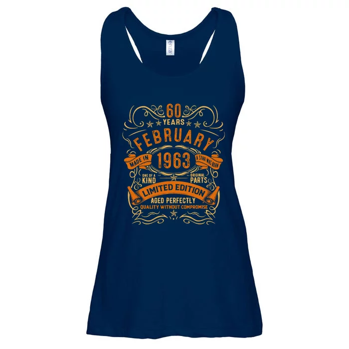 Vintage 60th Birthday February 1963 Birthday Ladies Essential Flowy Tank