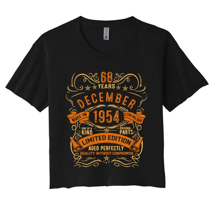 Vintage 68 Birthday December 1954 Birthday Women's Crop Top Tee