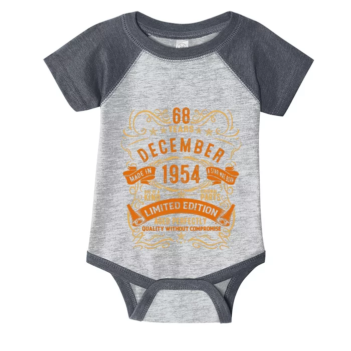 Vintage 68 Birthday December 1954 Birthday Infant Baby Jersey Bodysuit