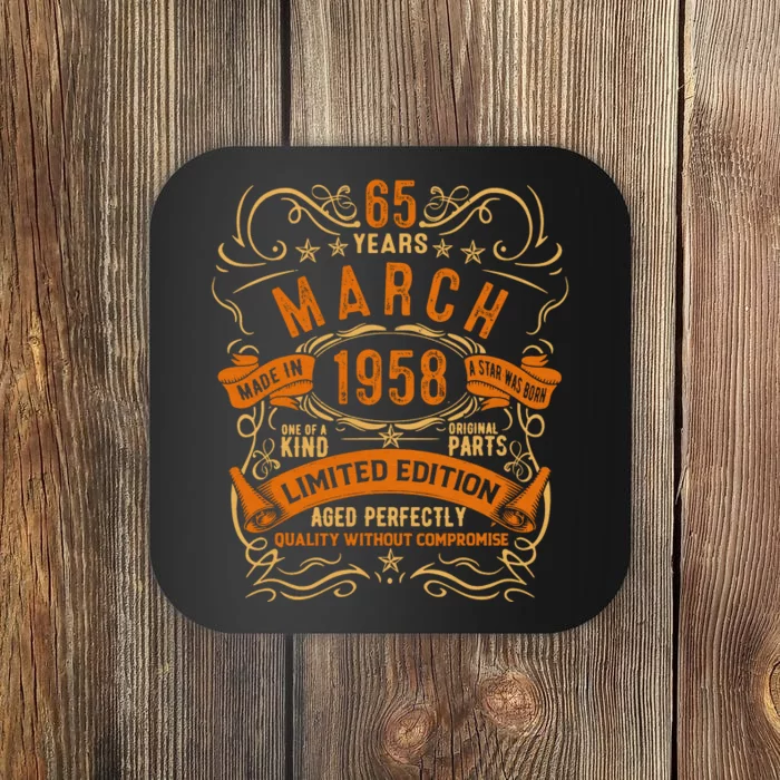 Vintage 65th Birthday March 1958 Birthday Coaster