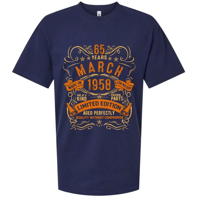 Vintage 65th Birthday March 1958 Birthday Sueded Cloud Jersey T-Shirt