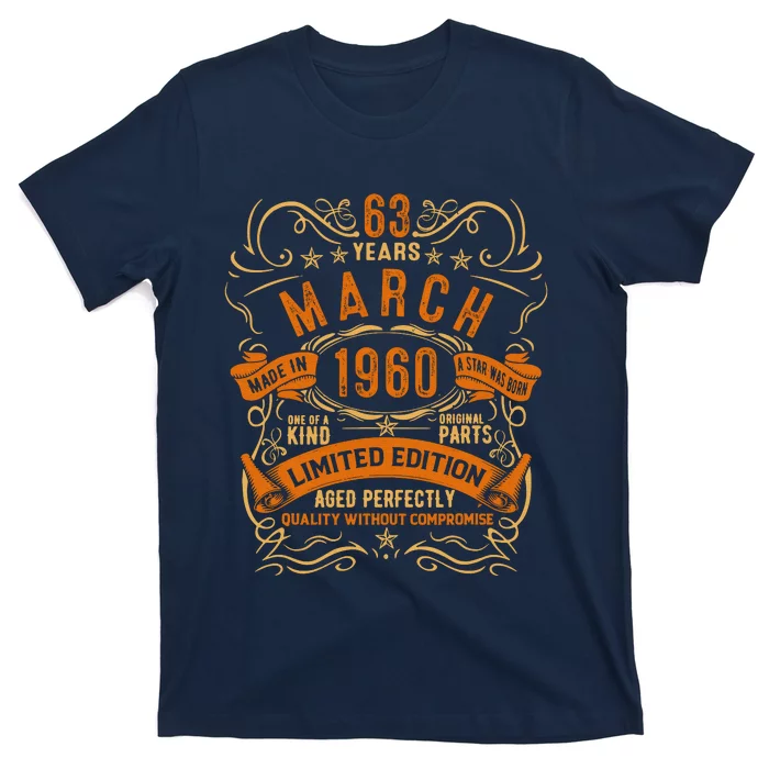 Vintage 63th Birthday March 1960 Birthday T-Shirt