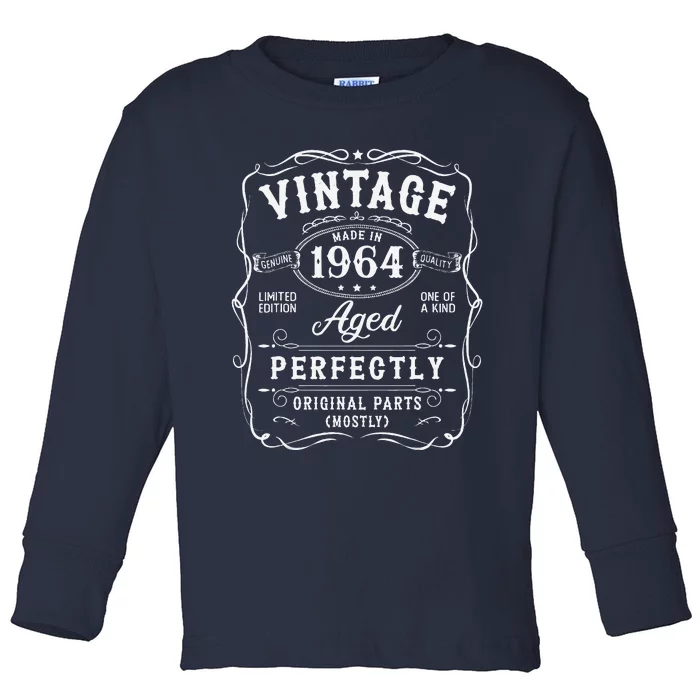 Vintage 60 Birthday Decorations 60th Bday 1964 Toddler Long Sleeve Shirt