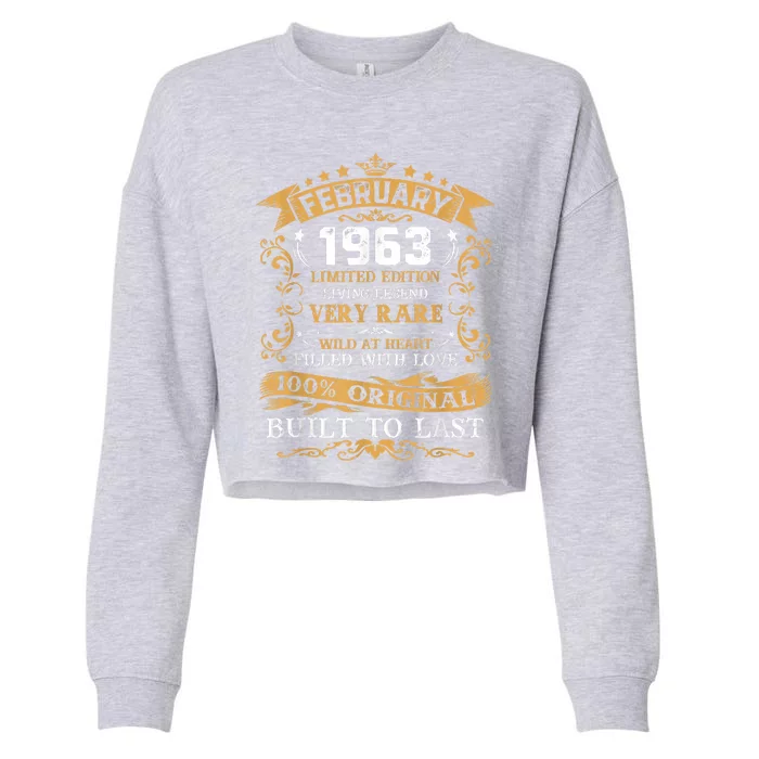 Vintage 60th Birthday February 1963 60 Years Old Cropped Pullover Crew