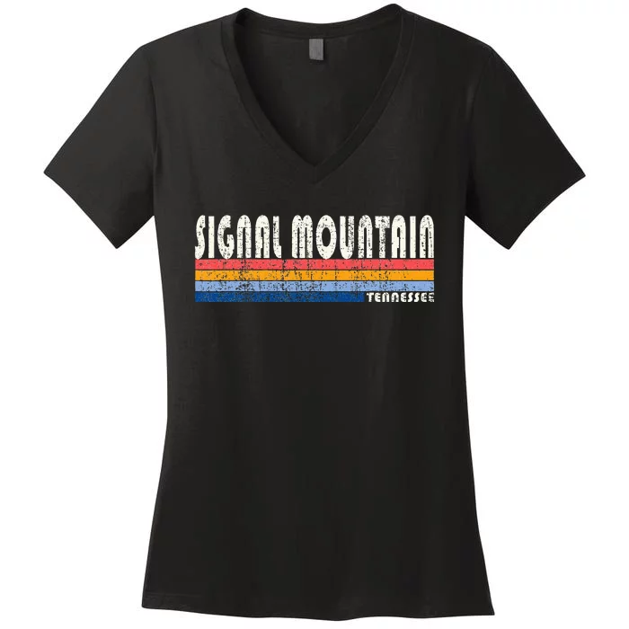 Vintage 70s 80s Style Signal Mountain Tn Women's V-Neck T-Shirt