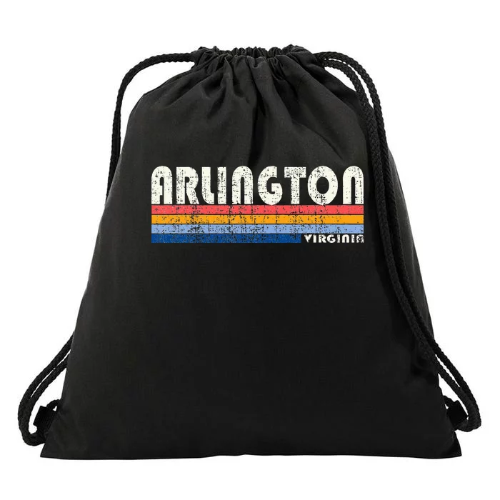 Vintage 70s 80s Style Arlington Va Drawstring Bag