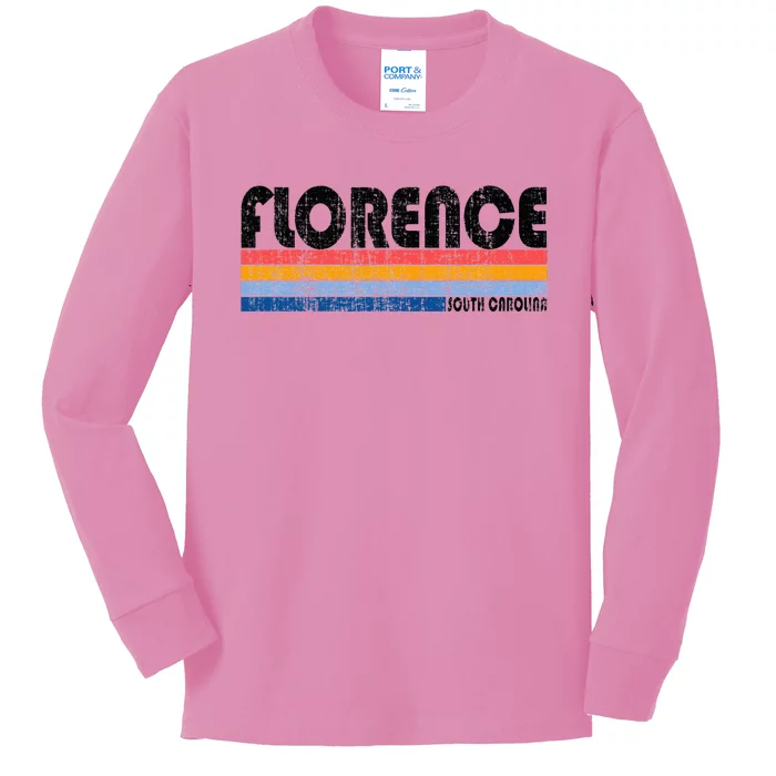 Vintage 70s 80s Style Florence South Carolina Kids Long Sleeve Shirt