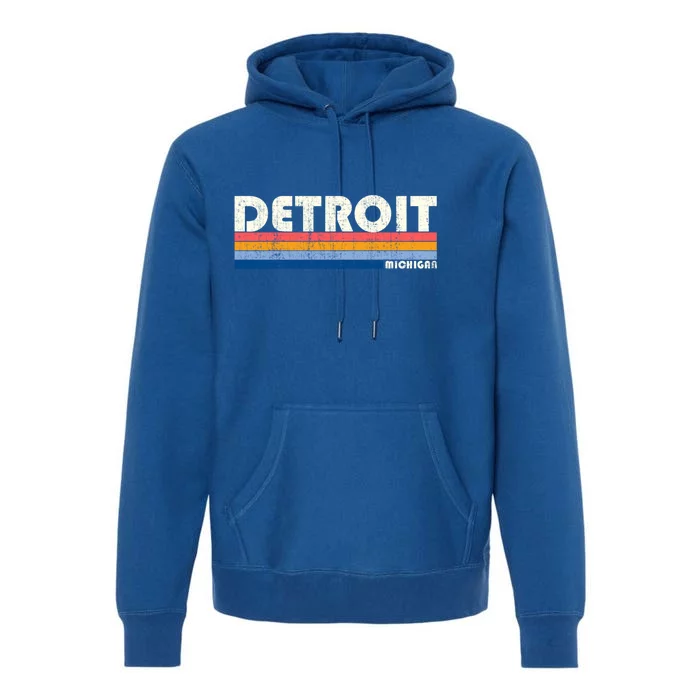 Vintage 70s 80s Style Detroit Mi Great Gift Premium Hoodie