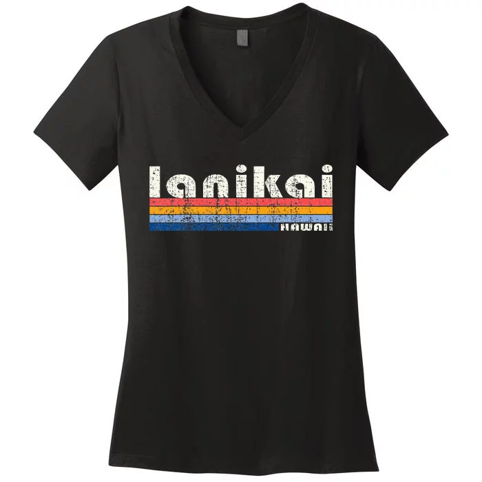 Vintage 70s 80s Style Lanikai Hi Women's V-Neck T-Shirt