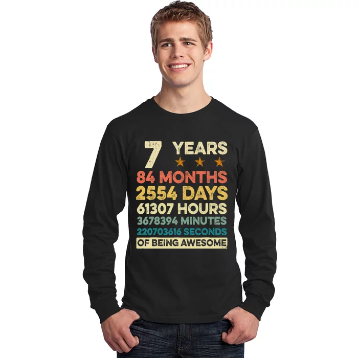 Vintage 7th Birthday Gift 7 Years Old 84 Months Long Sleeve Shirt