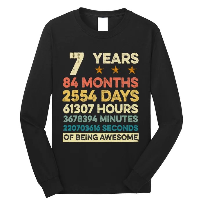 Vintage 7th Birthday Gift 7 Years Old 84 Months Long Sleeve Shirt