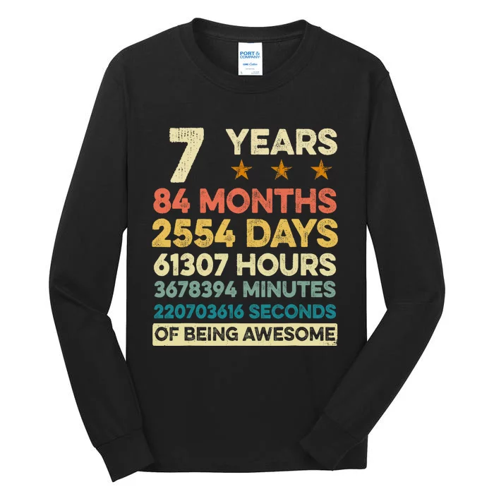 Vintage 7th Birthday Gift 7 Years Old 84 Months Tall Long Sleeve T-Shirt