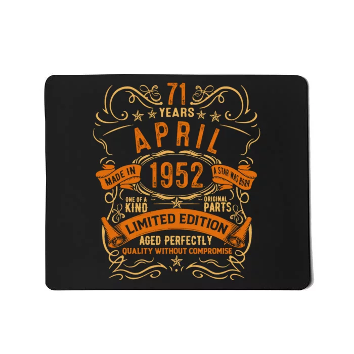 Vintage 71th Birthday April 1952 Birthday Mousepad