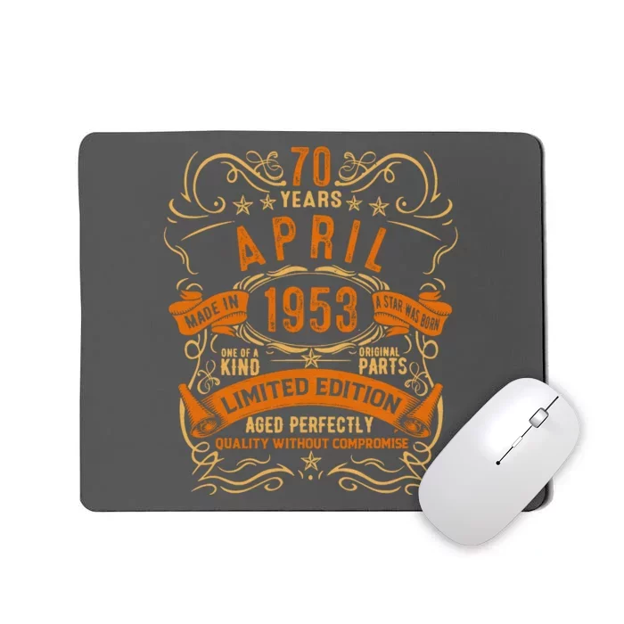 Vintage 70th Birthday April 1953 Birthday Mousepad