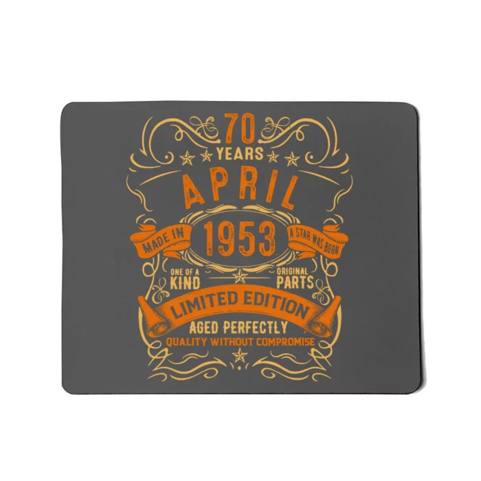 Vintage 70th Birthday April 1953 Birthday Mousepad