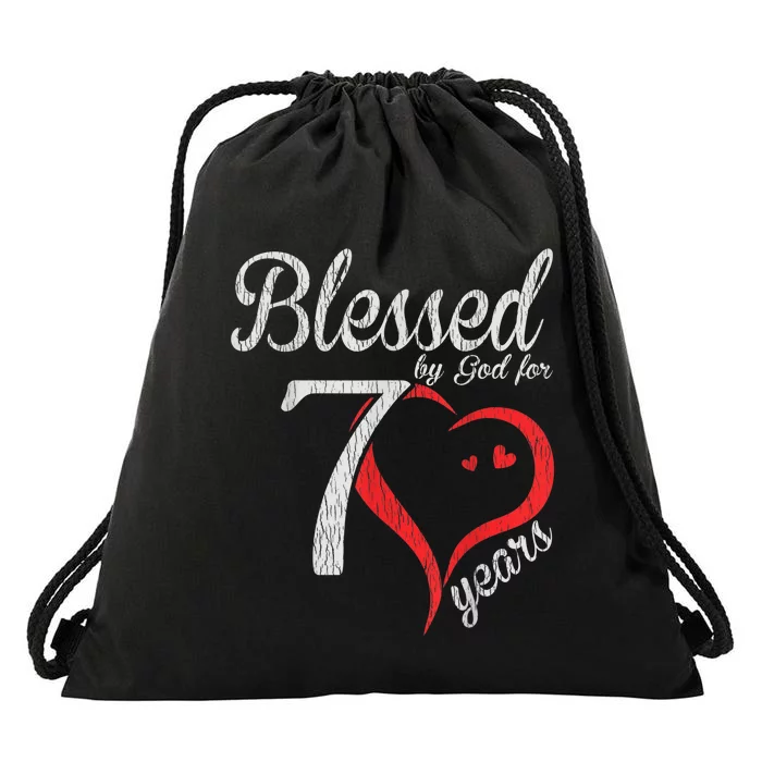 Vintage 70th Birthday Blessed By God, Happy Birthday Gift Drawstring Bag