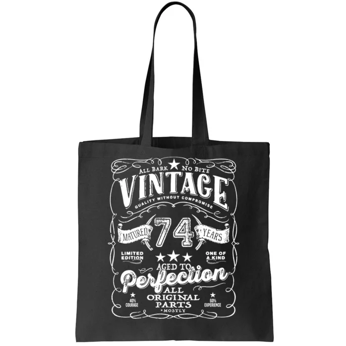 Vintage 74th Birthday Perfection Original Part 1949 Tote Bag