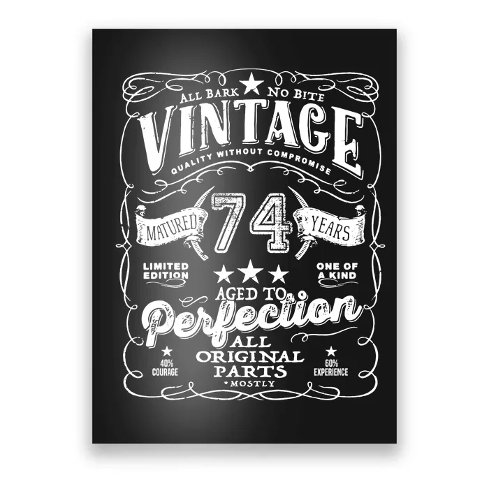 Vintage 74th Birthday Perfection Original Part 1949 Poster