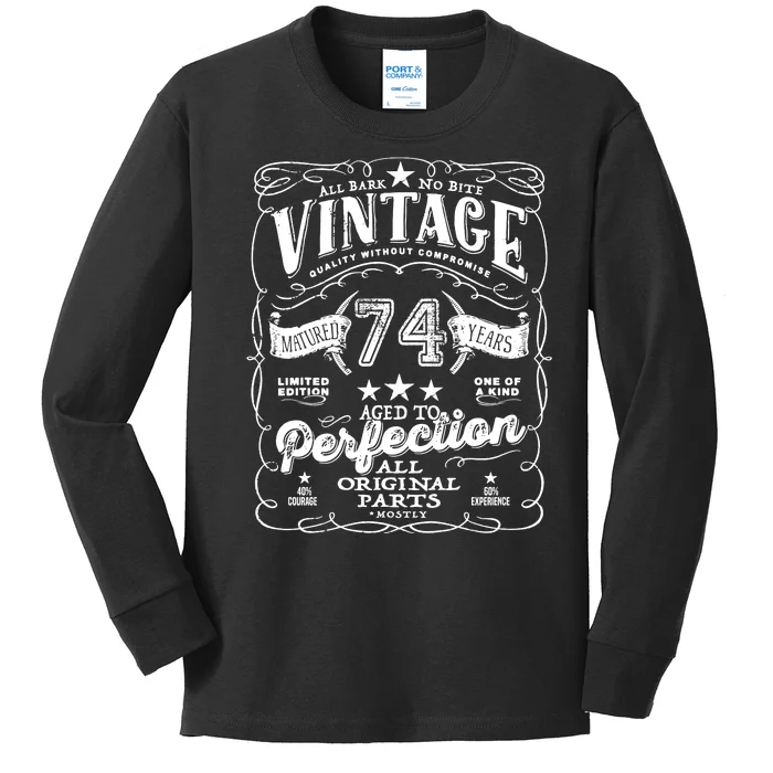 Vintage 74th Birthday Perfection Original Part 1949 Kids Long Sleeve Shirt