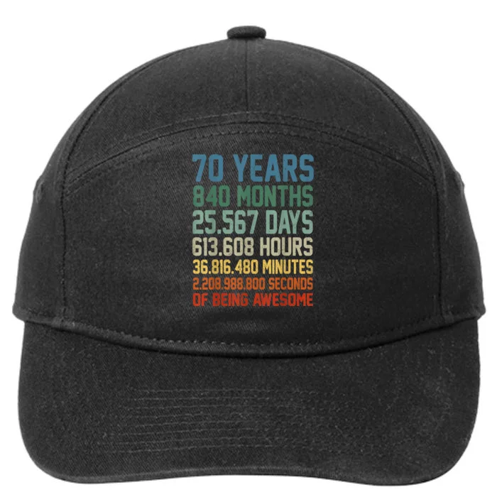 Vintage 70th Birthday 70 Years Old Being Awesome Anniversary 7-Panel Snapback Hat