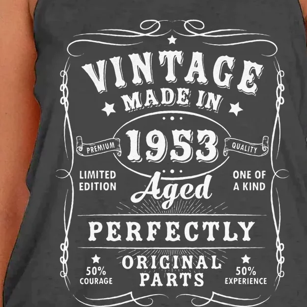 Vintage 70th Birthday Decorations Funny 1953 70 Birthday Women's Knotted Racerback Tank