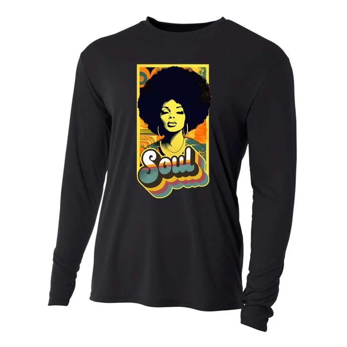 Vintage 70s Funk Afro Soul Cooling Performance Long Sleeve Crew