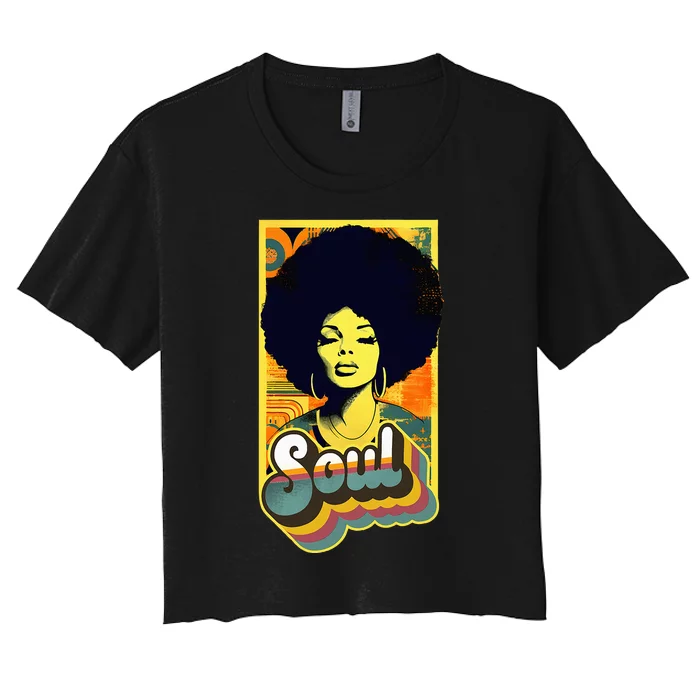 Vintage 70s Funk Afro Soul Women's Crop Top Tee