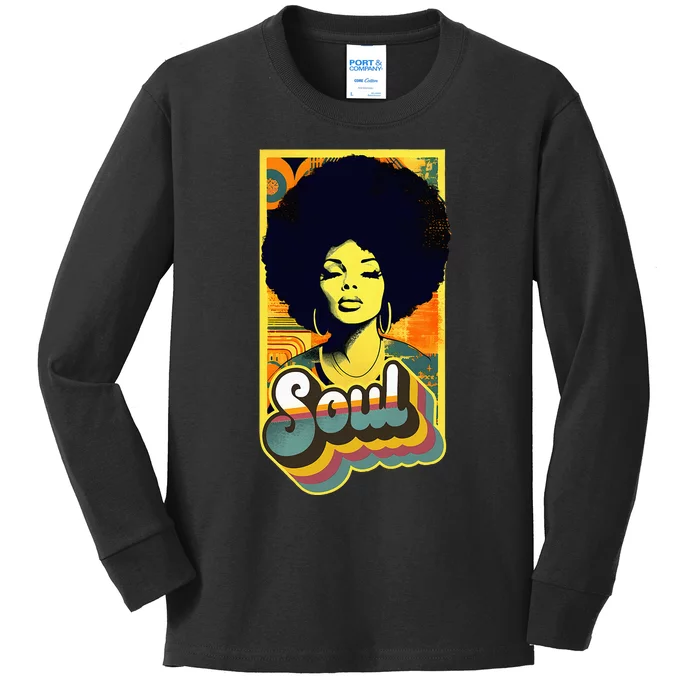 Vintage 70s Funk Afro Soul Kids Long Sleeve Shirt