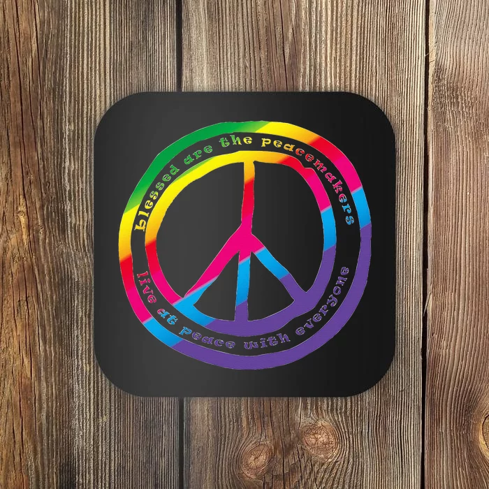 Vintage 70s Hippie Peace Sign Retro Bible Verse Scripture Coaster