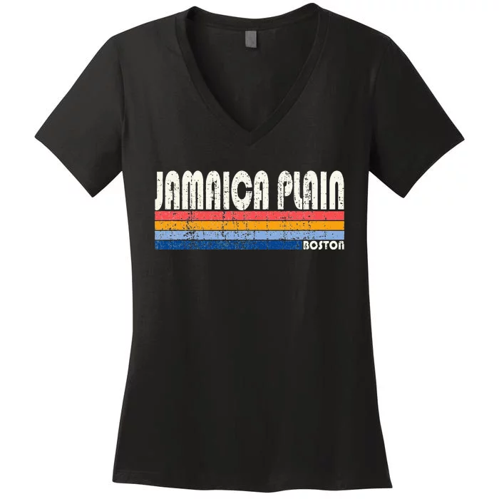 Vintage 70s Jamaica Plain Boston Women's V-Neck T-Shirt