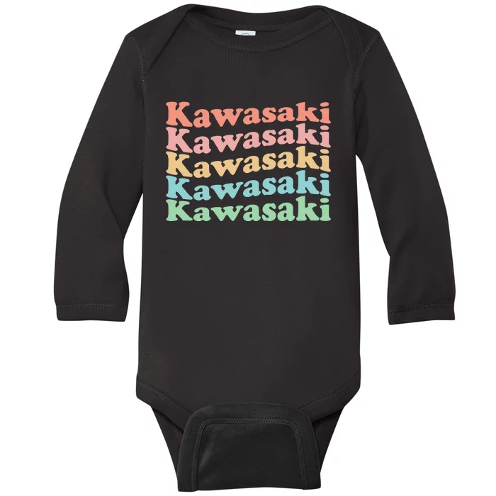 Vintage 70S Japan Hippie City Retro Kawasaki Baby Long Sleeve Bodysuit