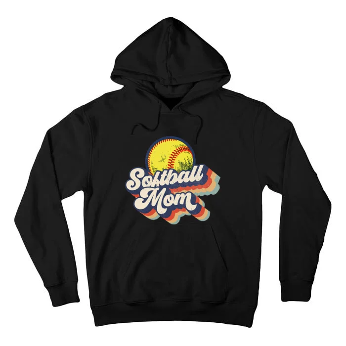 Vintage 70s Style Design Softball Mom Tall Hoodie