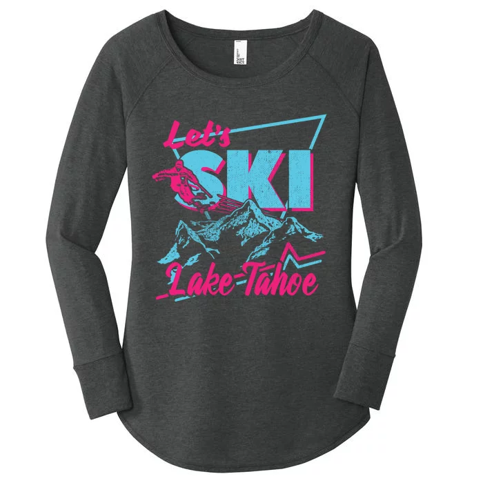 Vintage 80s 90s Skiing Clothes Retro Lake Tahoe Ski Women's Perfect Tri Tunic Long Sleeve Shirt