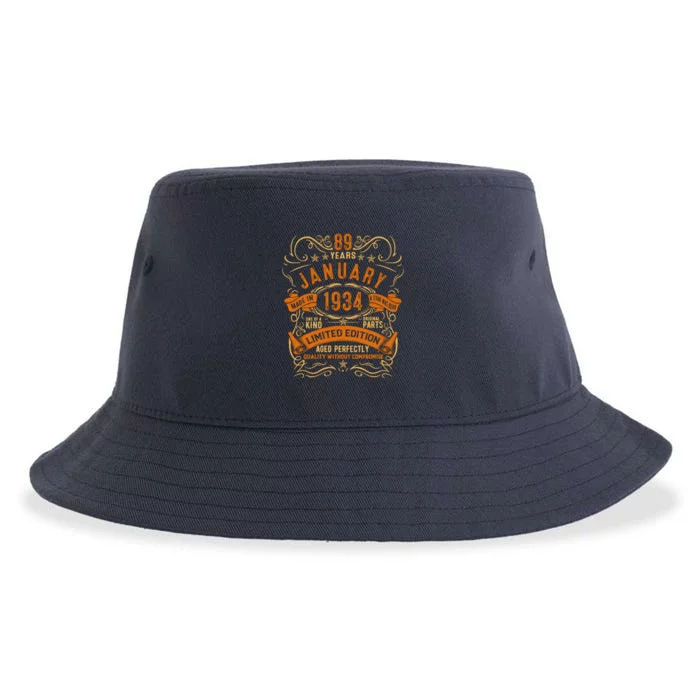 Vintage 89th Birthday January 1934 Birthday Sustainable Bucket Hat