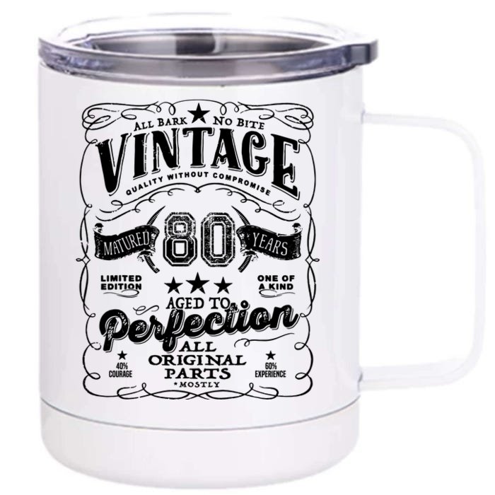 Vintage 80th Birthday Perfection Original Part 1943 Front & Back 12oz Stainless Steel Tumbler Cup