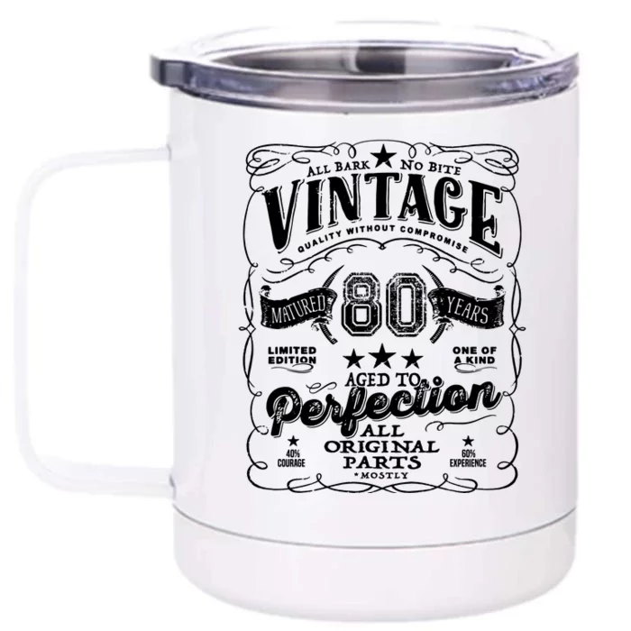 Vintage 80th Birthday Perfection Original Part 1943 Front & Back 12oz Stainless Steel Tumbler Cup