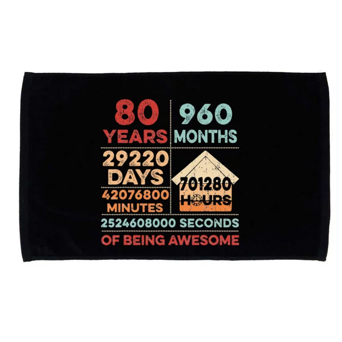 Vintage 80th Birthday Gifts 80 Years Old 960 Months T Microfiber Hand Towel