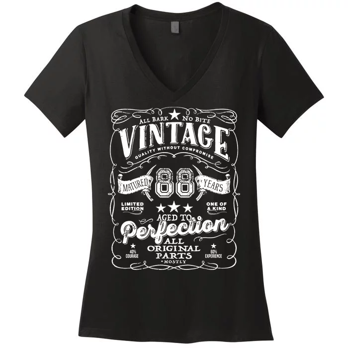 Vintage 88th Birthday Perfection Original Part 1935 Women's V-Neck T-Shirt