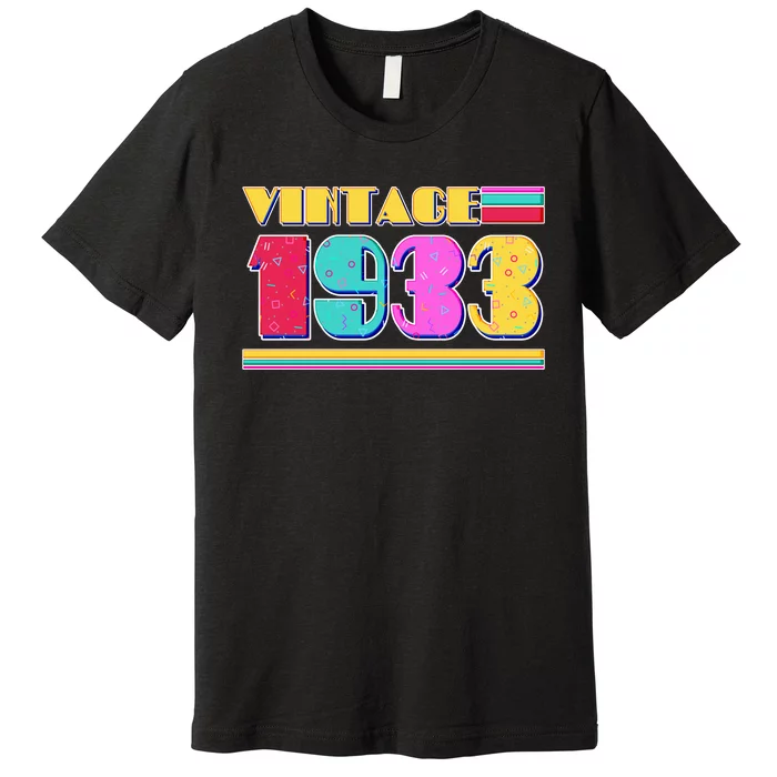 Vintage 80's Colors 1933 90th Birthday Premium T-Shirt