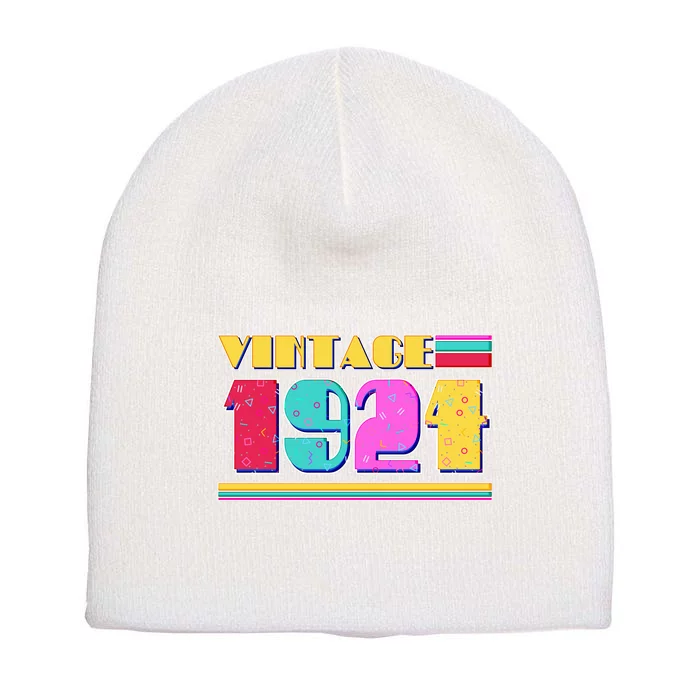 Vintage 80s Colors 1924 100th Birthday Short Acrylic Beanie