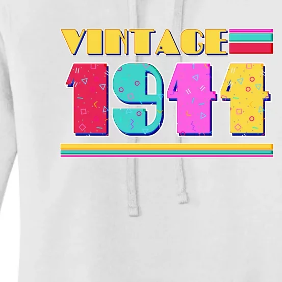 Vintage 80s Colors 1944 80th Birthday Women's Pullover Hoodie