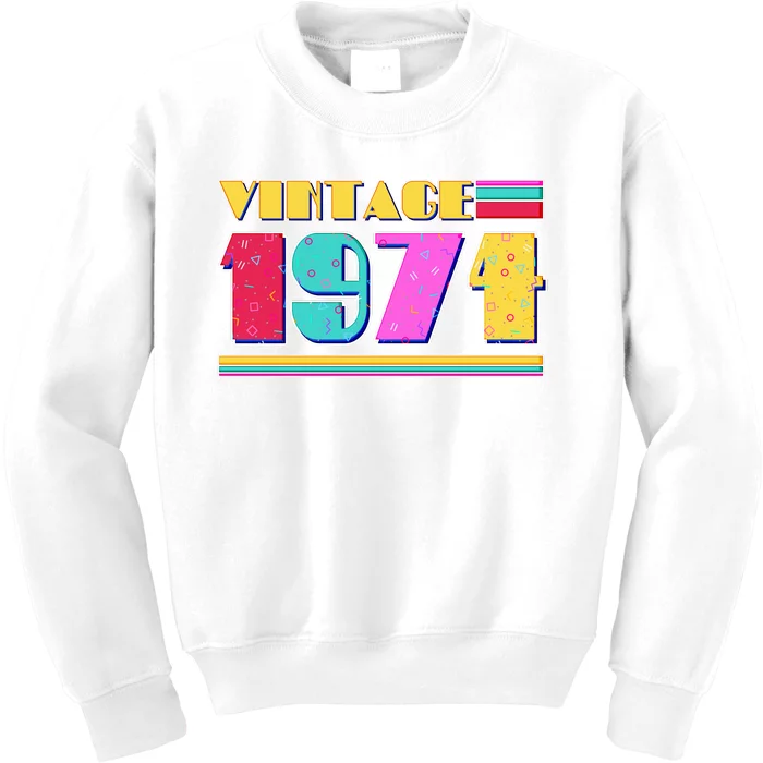 Vintage 80s Colors 1974 50th Birthday Kids Sweatshirt