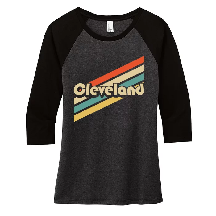 Vintage 80s Cleveland Ohio Women's Tri-Blend 3/4-Sleeve Raglan Shirt