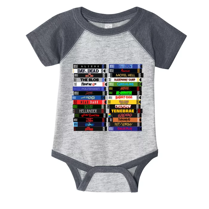 Vhs 80s Horror Movie Stacks Infant Baby Jersey Bodysuit