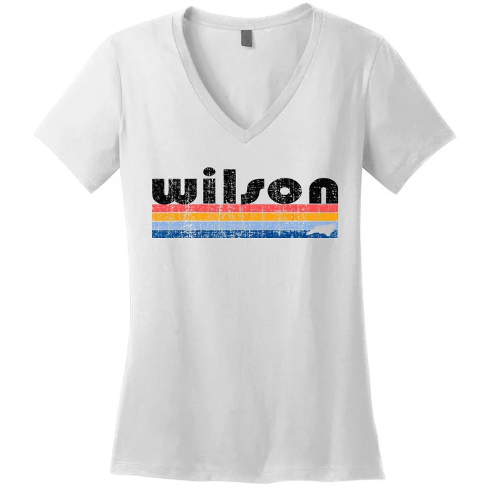 Vintage 80s Style Wilson NC Women's V-Neck T-Shirt